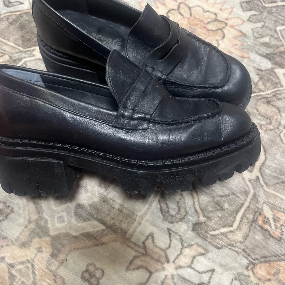 Free People Black Chunky Loafers
